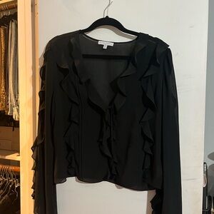 Chic Black Ruffled Blouse for Women